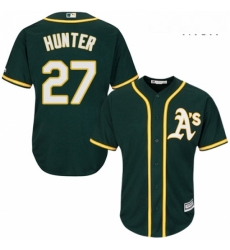 Mens Majestic Oakland Athletics 27 Catfish Hunter Replica Green Alternate 1 Cool Base MLB Jersey