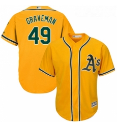 Youth Majestic Oakland Athletics 49 Kendall Graveman Authentic Gold Alternate 2 Cool Base MLB Jersey 