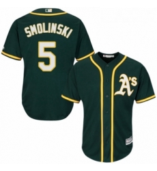 Youth Majestic Oakland Athletics 5 Jake Smolinski Replica Green Alternate 1 Cool Base MLB Jersey 