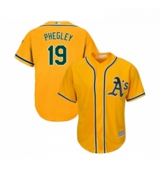 Youth Oakland Athletics 19 Josh Phegley Replica Gold Alternate 2 Cool Base Baseball Jersey 