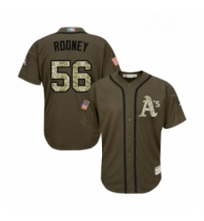 Youth Oakland Athletics 56 Fernando Rodney Authentic Green Salute to Service Baseball Jersey 