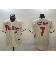 Men Philadelphia Phillies 7 Trea Turner gream Cool Base Stitched Jersey 2