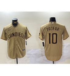 Men San Diego Padres 10 Jurickson Profar Tan Cool Base Stitched Baseball Jersey 7