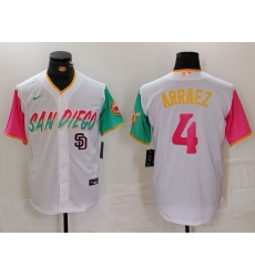 Men San Diego Padres 4 Luis Arraez White City Connect Cool Base Stitched Baseball Jersey 1