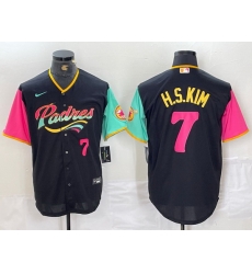 Men San Diego Padres 7 Ha Seong Kim Black City Connect Cool Base Stitched Baseball Jersey 2