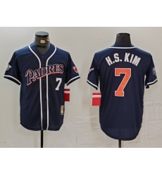 Men San Diego Padres 7 Ha Seong Kim Navy Cool Base Stitched Jersey