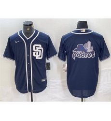 Men San Diego Padres Navy Team Big Logo Cool Base Stitched Baseball Jersey