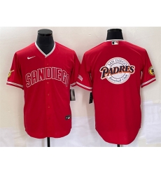 Men San Diego Padres Red Team Big Logo Cool Base With Patch Stitched Baseball Jersey