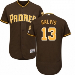 Mens Majestic San Diego Padres 13 Freddy Galvis Brown Alternate Flex Base Authentic Collection MLB Jersey