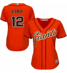 Womens Majestic San Francisco Giants 12 Joe Panik Authentic Orange Alternate Cool Base MLB Jersey