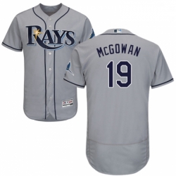 Mens Majestic Tampa Bay Rays 19 Dustin McGowan Grey Road Flex Base Authentic Collection MLB Jersey