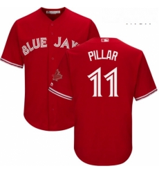 Mens Majestic Toronto Blue Jays 11 Kevin Pillar Replica Scarlet Alternate Cool Base MLB Jersey