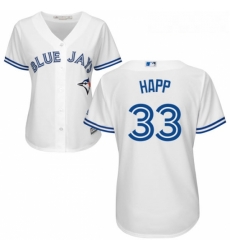 Womens Majestic Toronto Blue Jays 33 JA Happ Authentic White Home MLB Jersey