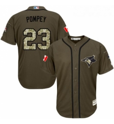 Youth Majestic Toronto Blue Jays 23 Dalton Pompey Authentic Green Salute to Service MLB Jersey