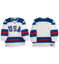 Men USA Hockey Custom White 1980 Miracle On Ice Stitched Ersey