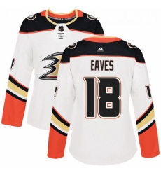 Womens Adidas Anaheim Ducks 18 Patrick Eaves Authentic White Away NHL Jersey 