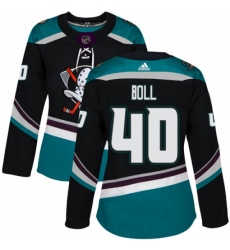 Womens Adidas Anaheim Ducks 40 Jared Boll Authentic Black Teal Third NHL Jersey 