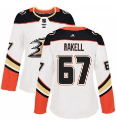 Womens Adidas Anaheim Ducks 67 Rickard Rakell Authentic White Away NHL Jersey 