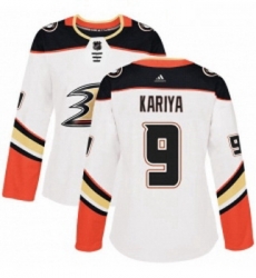 Womens Adidas Anaheim Ducks 9 Paul Kariya Authentic White Away NHL Jersey 