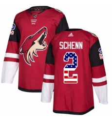 Mens Adidas Arizona Coyotes 2 Luke Schenn Authentic Red USA Flag Fashion NHL Jersey 