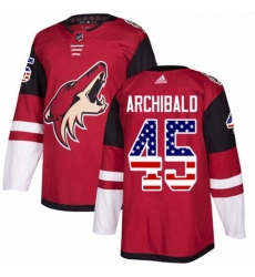 Mens Adidas Arizona Coyotes 45 Josh Archibald Authentic Red USA Flag Fashion NHL Jersey 