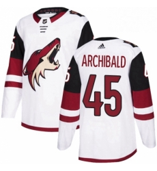 Mens Adidas Arizona Coyotes 45 Josh Archibald Authentic White Away NHL Jerse