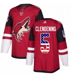 Mens Adidas Arizona Coyotes 5 Adam Clendening Authentic Red USA Flag Fashion NHL Jersey 