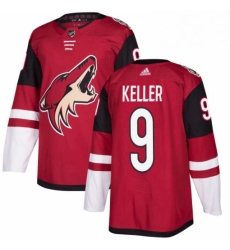 Mens Adidas Arizona Coyotes 9 Clayton Keller Authentic Burgundy Red Home NHL Jersey 