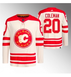 Men Calgary Flames 20 Blake Coleman 2023 Cream Heritage Classic Primegreen Stitched Jersey