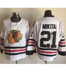 Chicago Blackhawks #21 Stan Mikita White CCM Throwback Stitched NHL Jersey