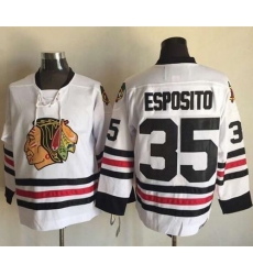 Chicago Blackhawks #35 Tony Esposito White CCM Throwback Stitched NHL Jersey