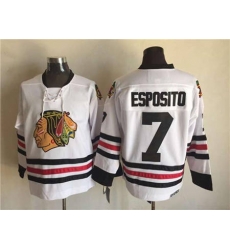 Chicago Blackhawks #7 Tony Esposito White CCM Throwback Stitched NHL Jersey