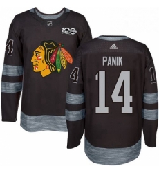 Mens Adidas Chicago Blackhawks 14 Richard Panik Authentic Black 1917 2017 100th Anniversary NHL Jersey 