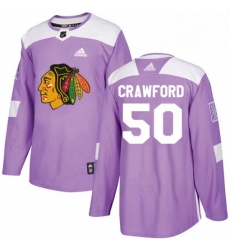 Mens Adidas Chicago Blackhawks 50 Corey Crawford Authentic Purple Fights Cancer Practice NHL Jersey 