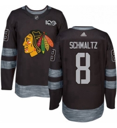 Mens Adidas Chicago Blackhawks 8 Nick Schmaltz Authentic Black 1917 2017 100th Anniversary NHL Jersey 