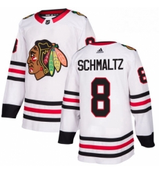 Mens Adidas Chicago Blackhawks 8 Nick Schmaltz Authentic White Away NHL Jersey 