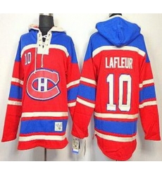 Montreal Canadiens 10 Guy Lafleur Red Lace-Up NHL Jersey Hoodies