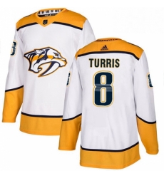 Mens Adidas Nashville Predators 8 Kyle Turris Authentic White Away NHL Jersey 