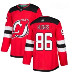 Devils #86 Jack Hughes Red Home Authentic Stitched Hockey Jersey