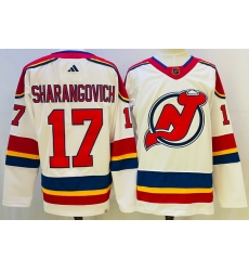 Men New Jersey Devils 17 Yegor Sharangovich White 2022 23 Reverse Retro Stitched Jersey