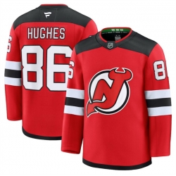 Men New Jersey Devils 86 Jack Hughes Red 2024 25 Home Stitched Hockey Jersey