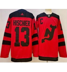 Men's New Jersey Devils #13 Nico Hischier Red 2024 Stadium Series Authentic Jersey