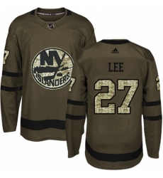 Mens Adidas New York Islanders 27 Anders Lee Premier Green Salute to Service NHL Jersey 