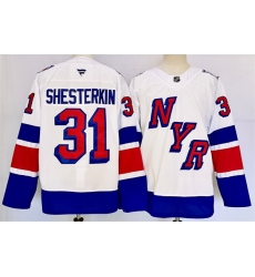 Men New York Rangers 31 Igor Shesterkin White 2024 25 Stadium Series Stitched Jersey