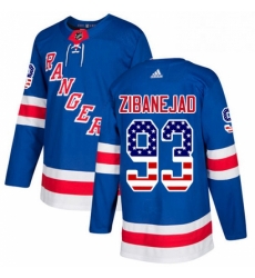 Mens Adidas New York Rangers 93 Mika Zibanejad Authentic Royal Blue USA Flag Fashion NHL Jersey 