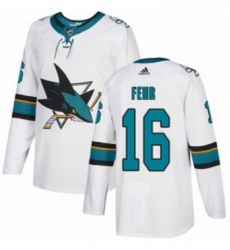 Mens Adidas San Jose Sharks 16 Eric Fehr Authentic White Away NHL Jerse