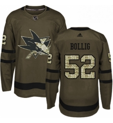 Mens Adidas San Jose Sharks 52 Brandon Bollig Premier Green Salute to Service NHL Jersey 