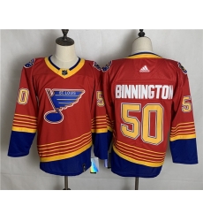 Blues 50 Jordan Binnington Red 2020 21 Reverse Retro Adidas Jersey