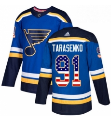 Mens Adidas St Louis Blues 91 Vladimir Tarasenko Authentic Blue USA Flag Fashion NHL Jersey 