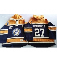 St. Louis Blues 27 Alex Pietrangelo Navy Blue Gold Sawyer Hooded Sweatshirt Stitched Jersey